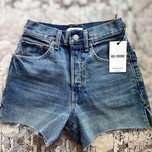 RE/DONE Women's High Rise Blue Denim Cut Off Shorts- Size 23